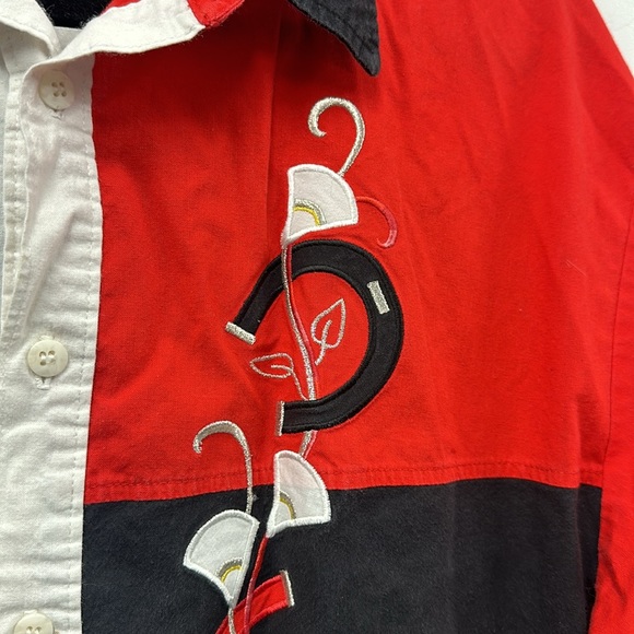 1849 ranchwear vintage red white black color block horseshoe shirt XL - Picture 3 of 6